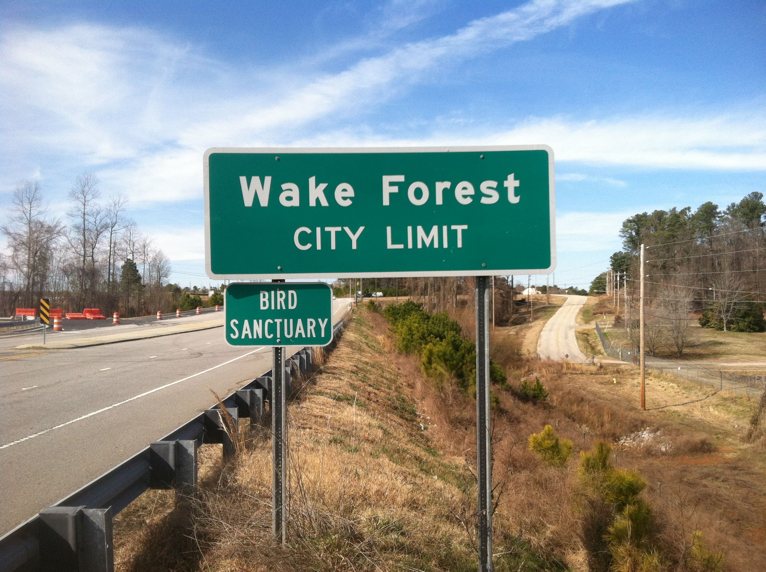 Wake Forest City Limit sign